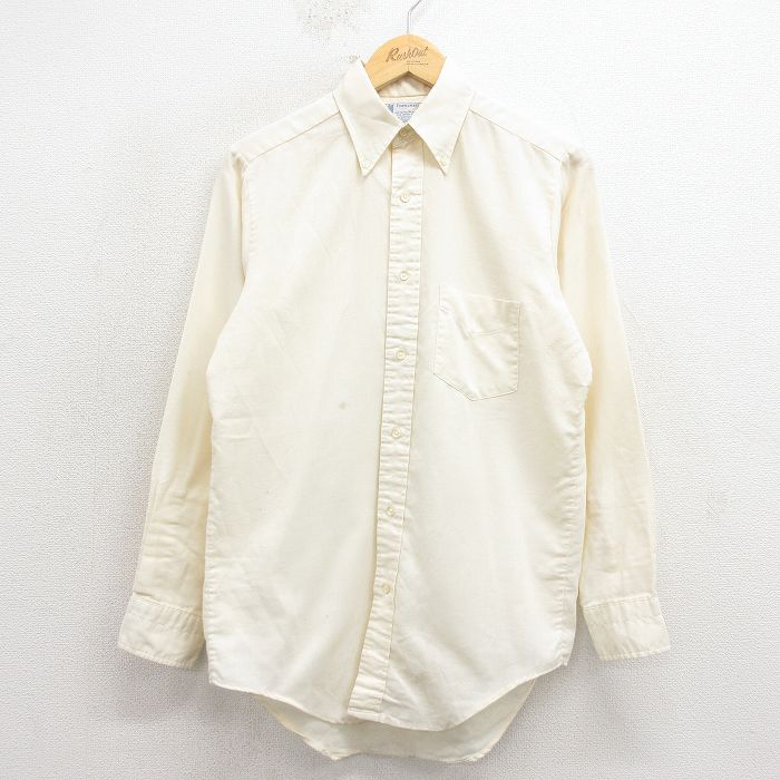 M★古着 タウンクラフト ペニーズ 長袖 シャツ メンズ 70年代 70s ボタンダウン 薄黄 26feb18