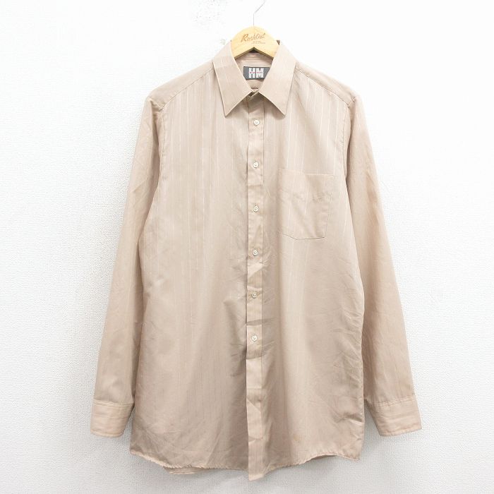 ベージュストライプ 90s 長袖シャツ L | 古着