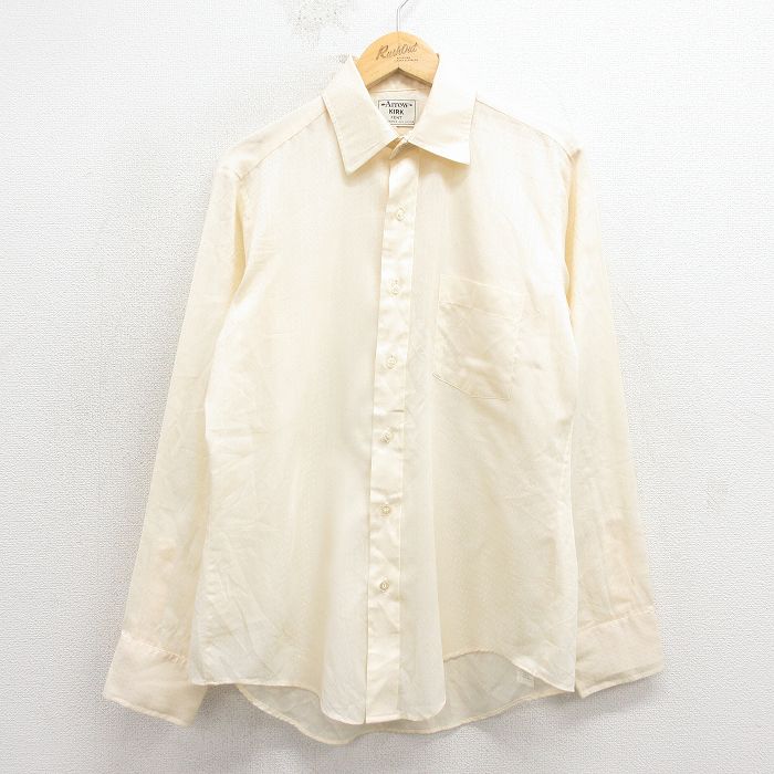 L★古着 アロー 長袖 シャツ メンズ 80年代 80s 薄ベージュ 26feb18
