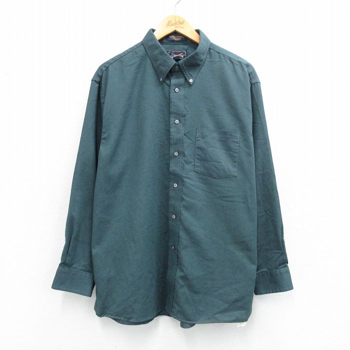XL★古着 アロー 長袖 シャツ メンズ 90年代 90s ボタンダウン カナダ製 緑【spe】 26feb19