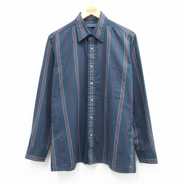 バンヒューセン 90s 長袖シャツ ストライプ グリーン L | 古着
