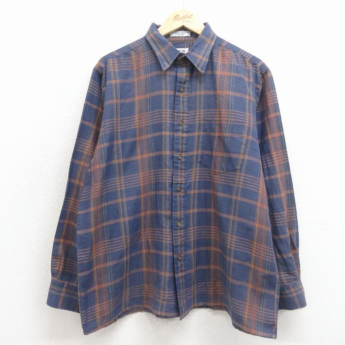 アロー 長袖シャツ ネイビーチェック XL | 古着