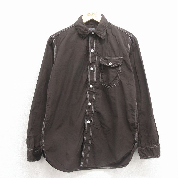 M★古着 ポストオーバーオールズ 長袖 シャツ メンズ 00年代 00s コットン USA製 こげ茶【spe】 26feb26