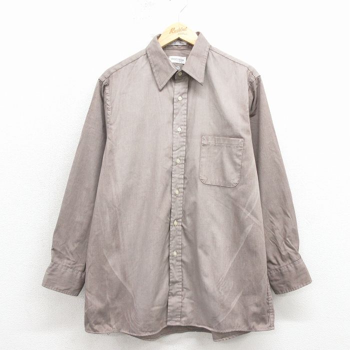 XL★古着 バンヒューセン 長袖 シャツ メンズ 90年代 90s USA製 濃ベージュ 26feb26
