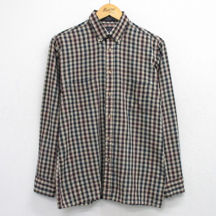 【20%OFF】バンヒューセン 90s 長袖シャツ ベージュチェック M | 古着