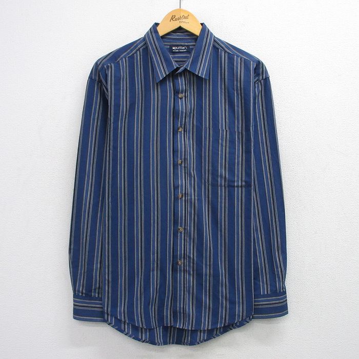 XL★古着 ピューリタン 長袖 シャツ メンズ 00年代 00s 紺他 ストライプ 26feb27