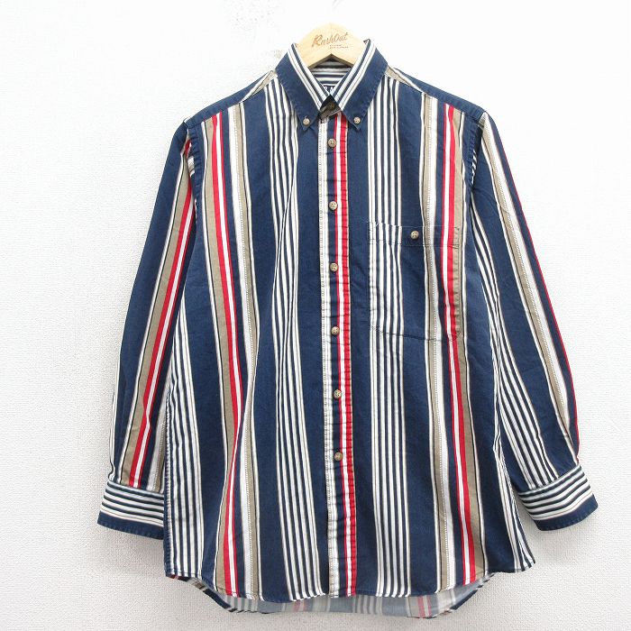 【20%OFF】00s 長袖シャツ ストライプ ネイビー M | 古着