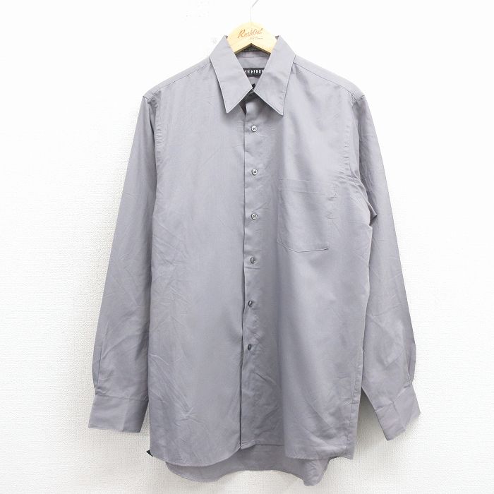 L★古着 長袖 シャツ メンズ 00年代 00s USA製 グレー 26feb27