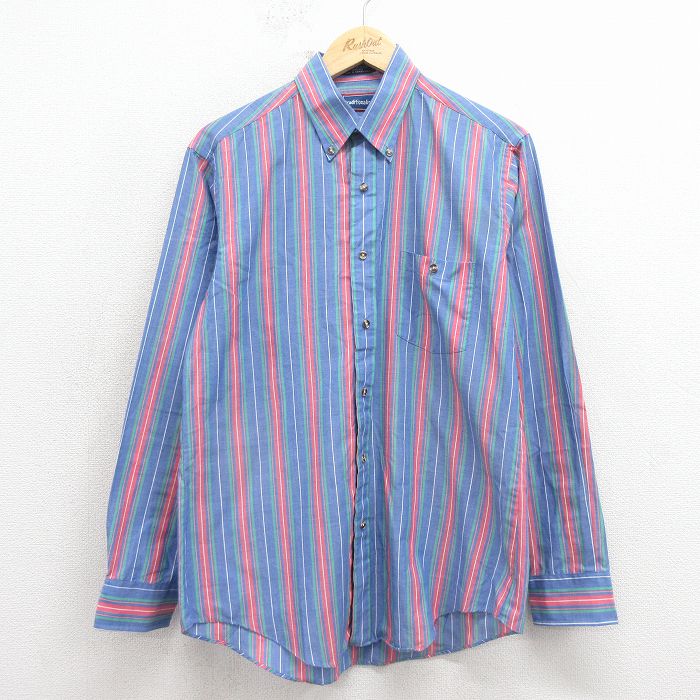 【20%OFF】90s 長袖シャツ ストライプ ネイビー M | 古着