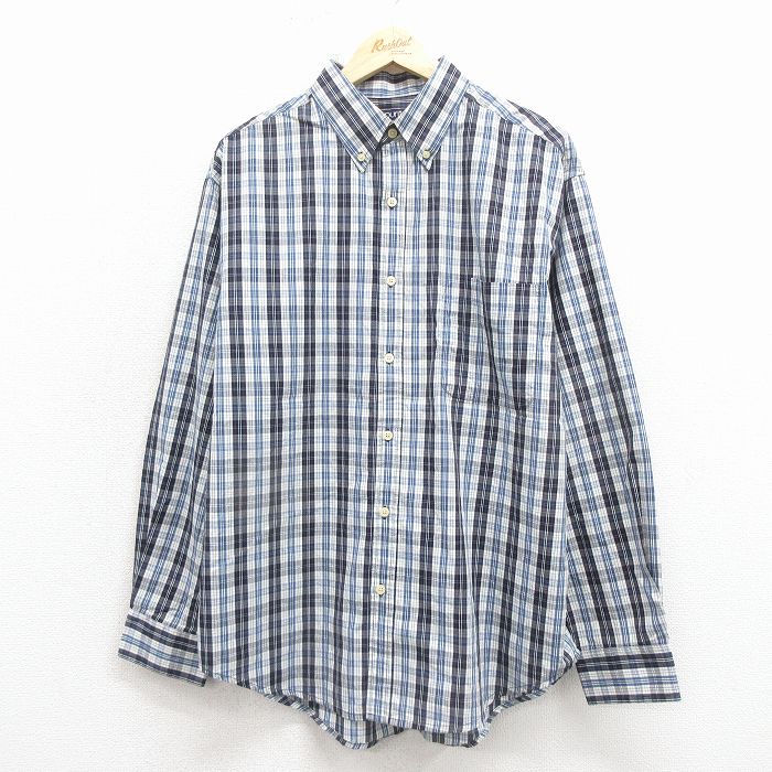 XL★古着 ピューリタン 長袖 シャツ メンズ 00年代 00s ボタンダウン 紺他 チェック 26feb27