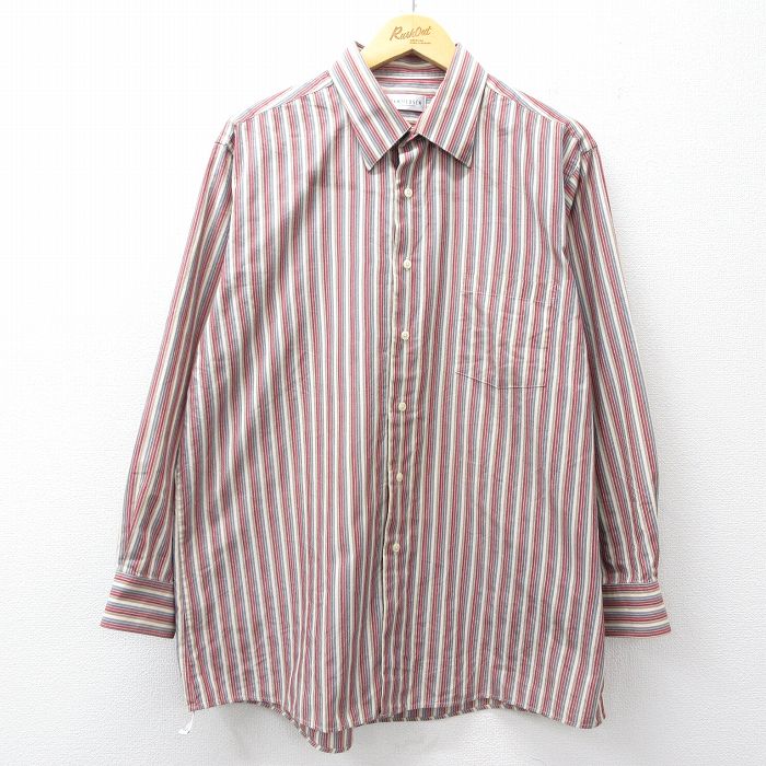 XL★古着 バンヒューセン 長袖 シャツ メンズ 00年代 00s エンジ他 ストライプ 26feb28