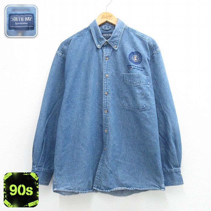 【50%OFF】90s 長袖シャツ CITY OF SAN JOSE ネイビー L | 古着