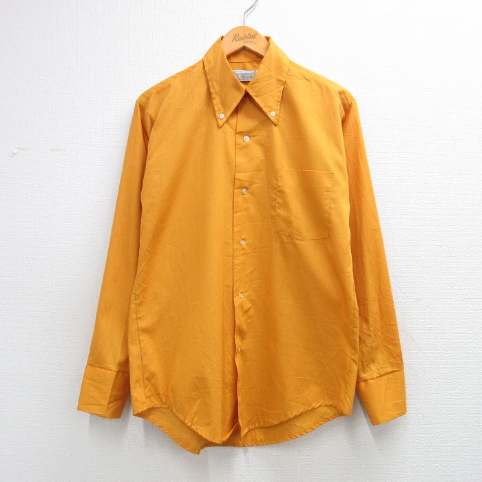 L★古着 Kマート 長袖 シャツ メンズ 70年代 70s ボタンダウン 黄系【spe】 26feb28
