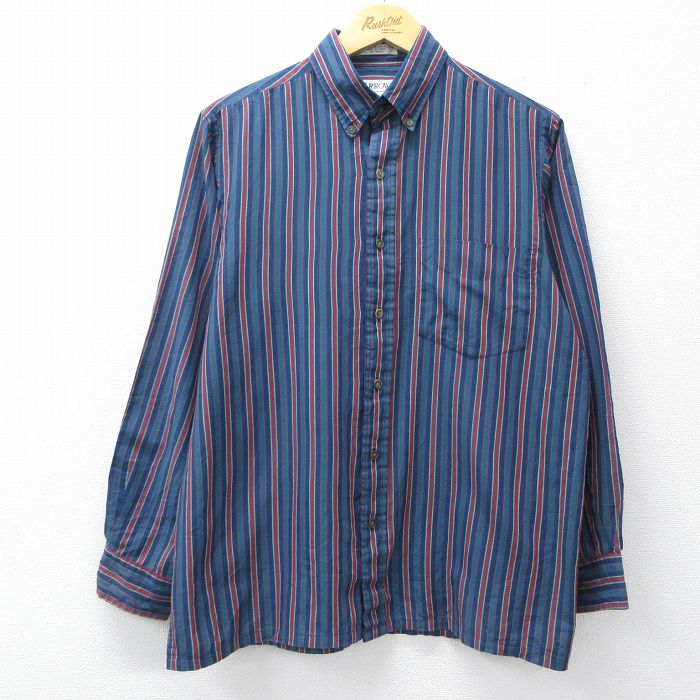 アロー 00s 長袖シャツ ストライプ ネイビー L | 古着