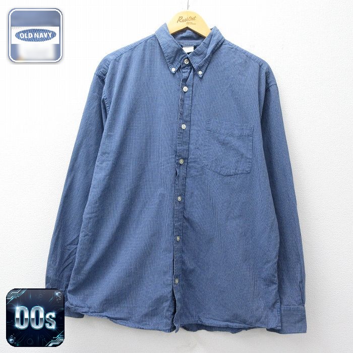 オールドネイビー 00s 長袖シャツ ネイビーチェック XL | 古着