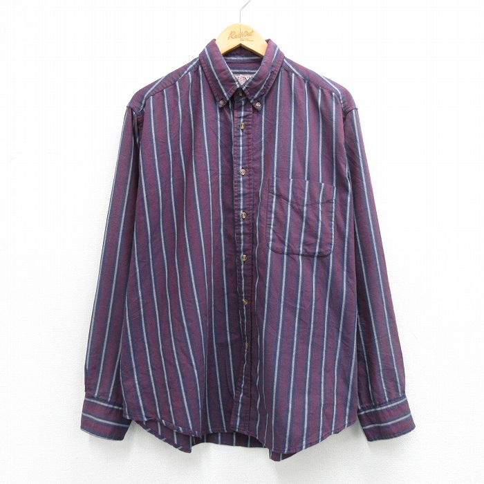 【20%OFF】00s 長袖シャツ ストライプ バーガンディ XL | 古着
