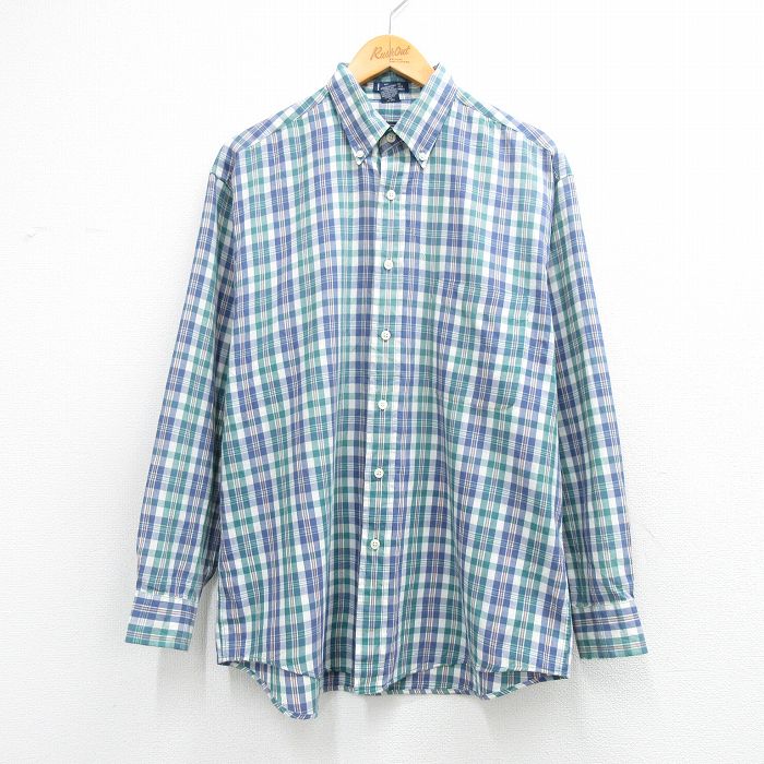 バンヒューセン 90s 長袖シャツ ネイビーチェック L | 古着