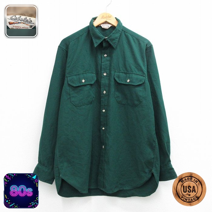 【50%OFF】カベラス 80s 長袖シャツ グリーン L | 古着