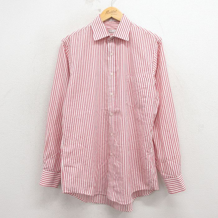 80s 長袖シャツ ストライプ レッド L | 古着