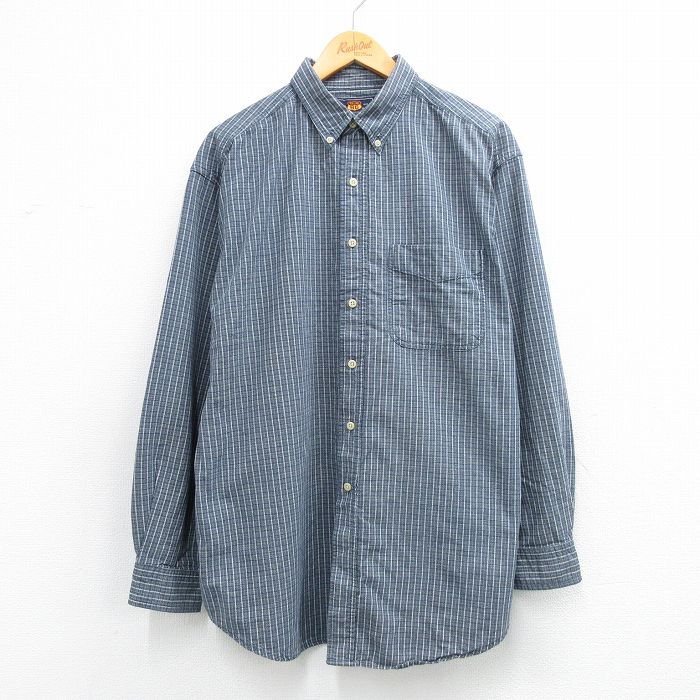 00s 長袖シャツ ネイビーチェック XL | 古着