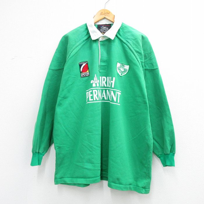 XL★古着 長袖 ラガー シャツ メンズ 00年代 00s IRISH 緑他 26mar13