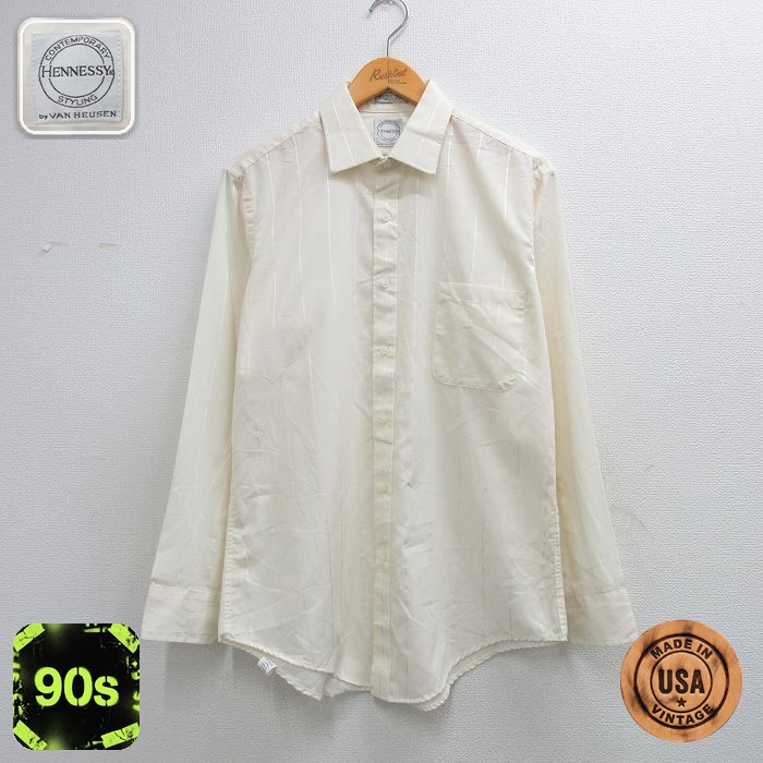 バンヒューセン 90s 長袖シャツ ストライプ イエロー L | 古着