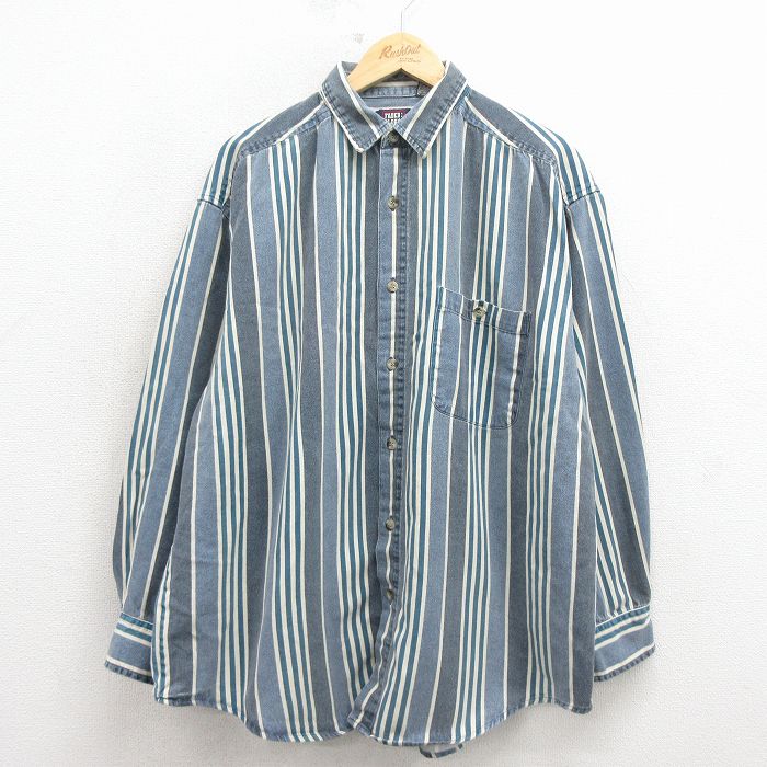 FADED GLORY 00s 長袖シャツ ストライプ ネイビー XL | 古着