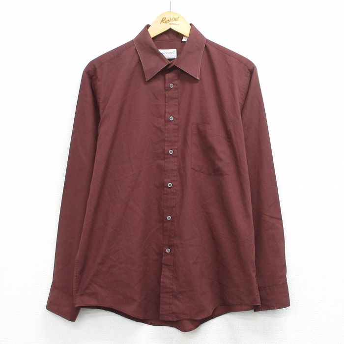 XL★古着 マンハッタン 長袖 シャツ メンズ 90年代 90s USA製 茶 26mar23