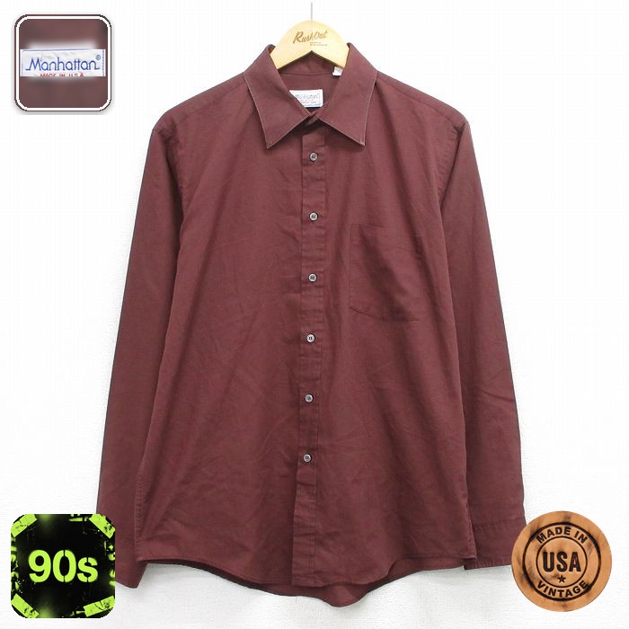 【20%OFF】マンハッタン 90s 長袖シャツ ブラウン XL | 古着