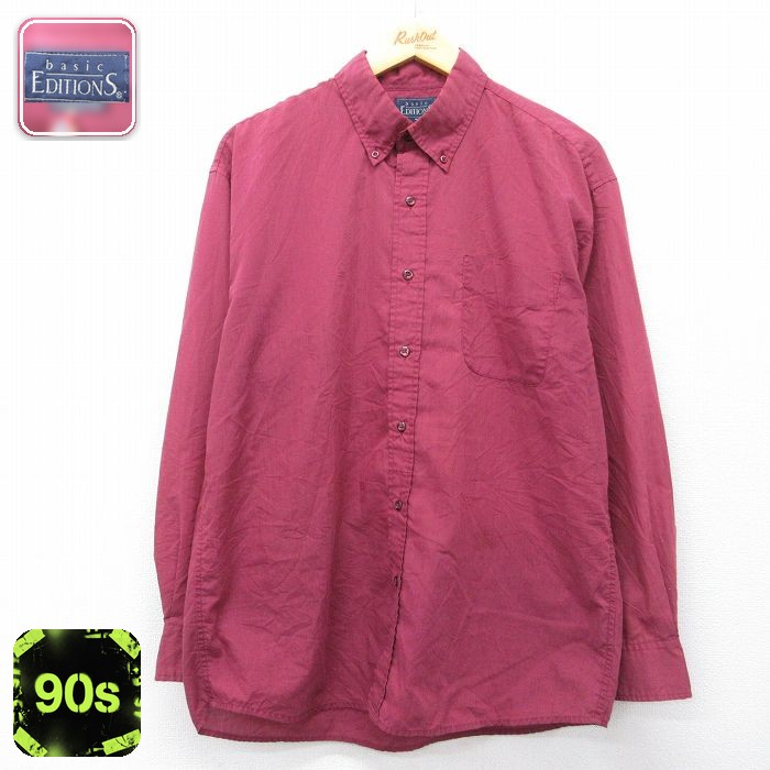 【20%OFF】ベーシックエディションズ 90s 長袖シャツ バーガンディ L | 古着