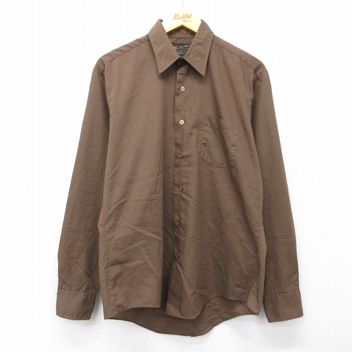 L★古着 長袖 シャツ メンズ 80年代 80s 茶 26mar24