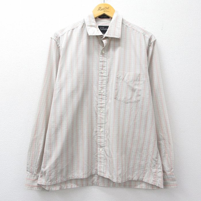 XL★古着 マンハッタン 長袖 シャツ メンズ グレー他 チェック 26mar25