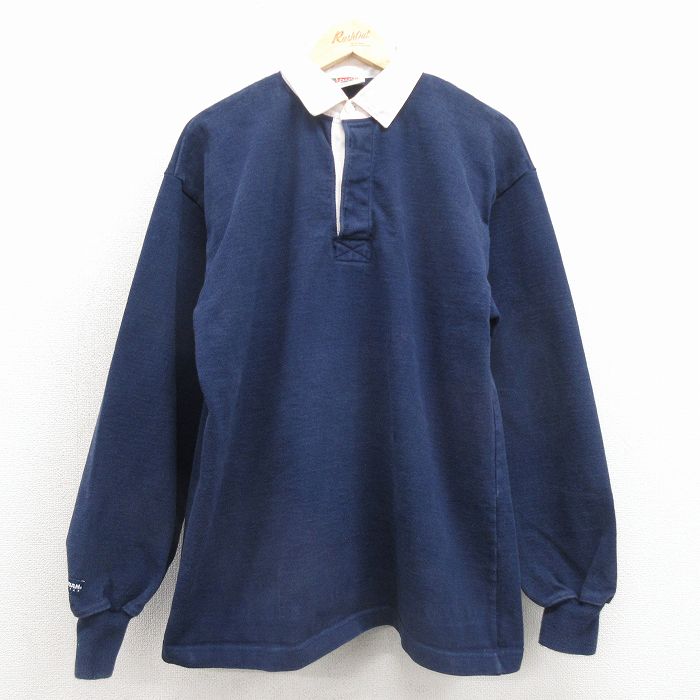 バーバリアン 90s 長袖ラガーシャツ ネイビー メンズL相当 | 古着