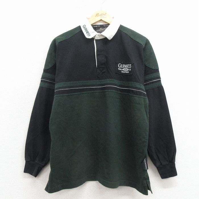 L★古着 長袖 ラガー シャツ メンズ ギネス コットン 黒【spe】 26apr02