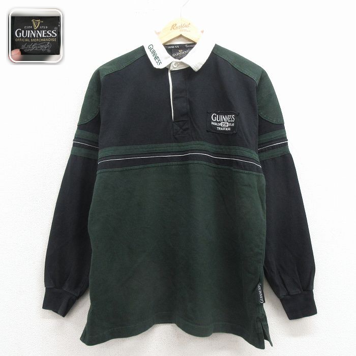 【20%OFF】ギネス 長袖ラガーシャツ ブラック メンズL相当 | 古着