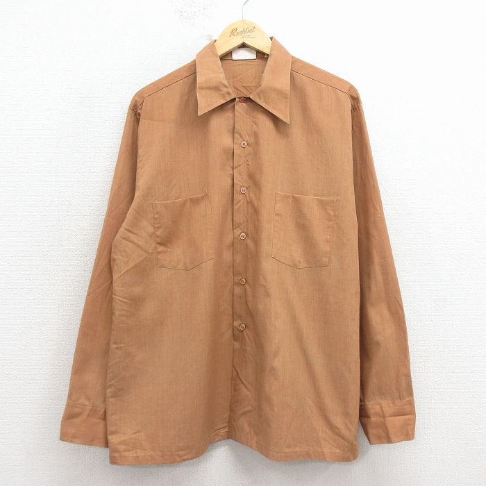 XL★古着 シアーズ 長袖 シャツ メンズ 70年代 70s 濃ベージュ 霜降り 26apr02