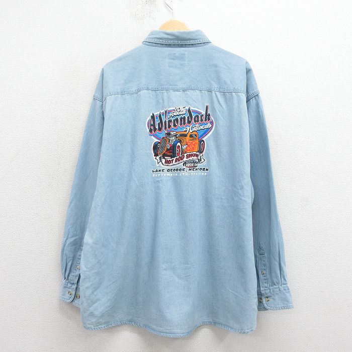00s 長袖シャツ ホットロッド ネイビー XL | 古着