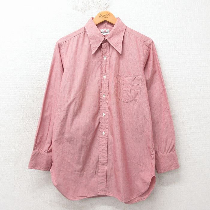 70s 長袖シャツ レッド メンズL相当 | 古着