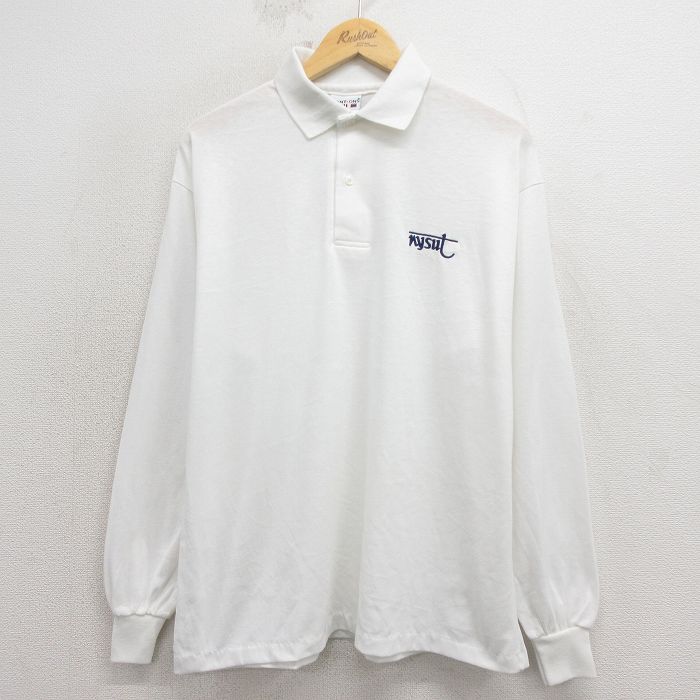 L★古着 長袖 ポロ シャツ メンズ 90年代 90s nysut USA製 白 26apr04