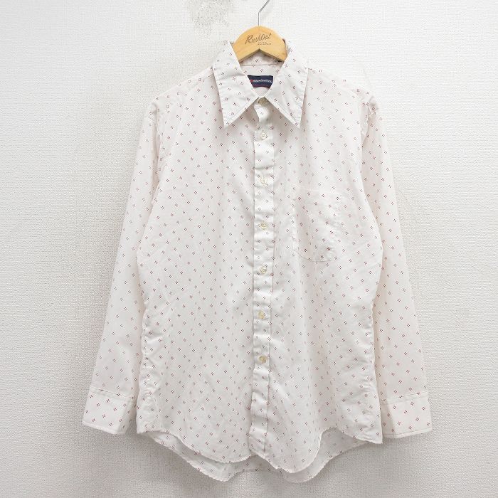 XL★古着 マンハッタン 長袖 シャツ メンズ 80年代 80s USA製 白 26apr04
