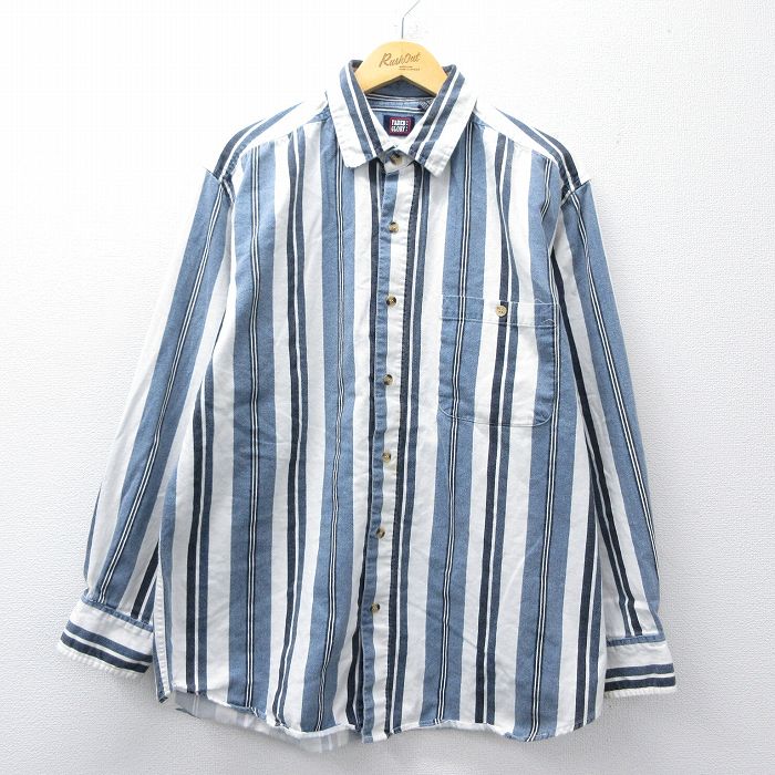 FADED GLORY 00s 長袖シャツ ストライプ ホワイト メンズL相当 | 古着