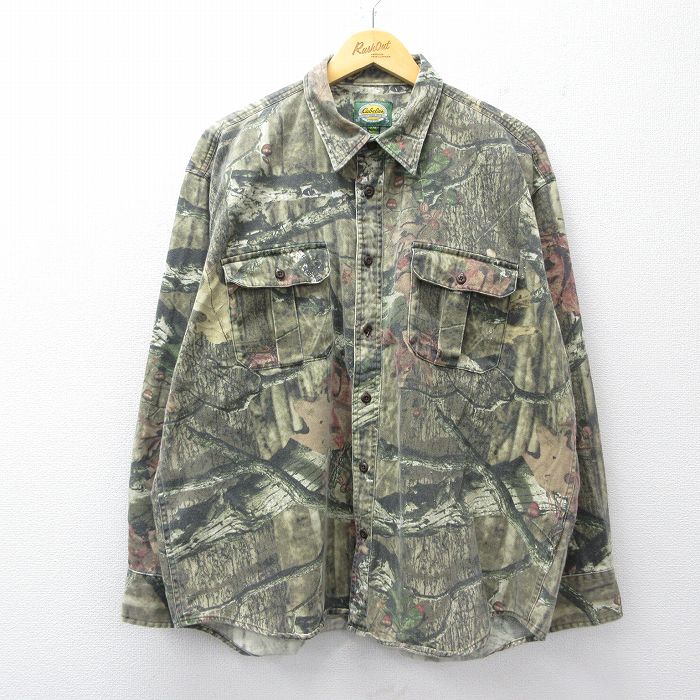 カベラス 00s 長袖ハンティングシャツ 迷彩 グリーン XL | 古着