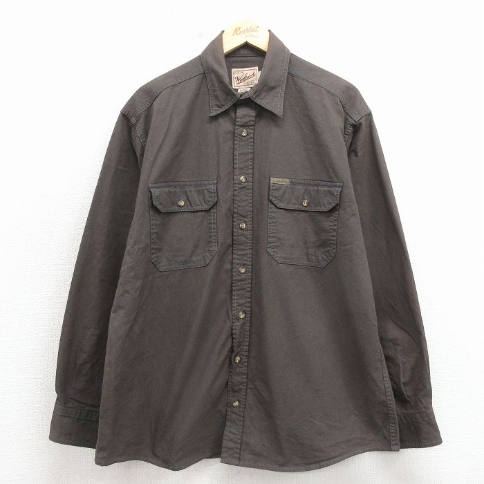 XL★古着 ウールリッチ 長袖 シャツ メンズ 00年代 00s コットン こげ茶 26apr11