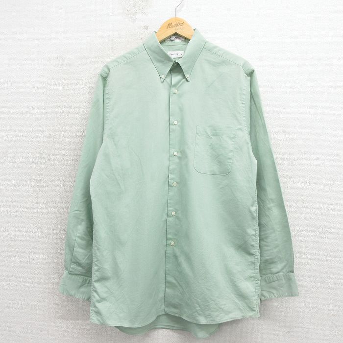 L★古着 バンヒューセン 長袖 シャツ メンズ ボタンダウン 薄緑 26apr16