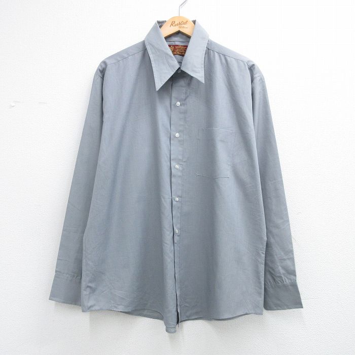 XL★古着 シアーズ 長袖 シャツ メンズ 70年代 70s グレー 26apr20