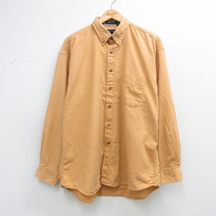 XL★古着 バンヒューセン 長袖 シャツ メンズ コットン ボタンダウン オレンジ系 26apr20