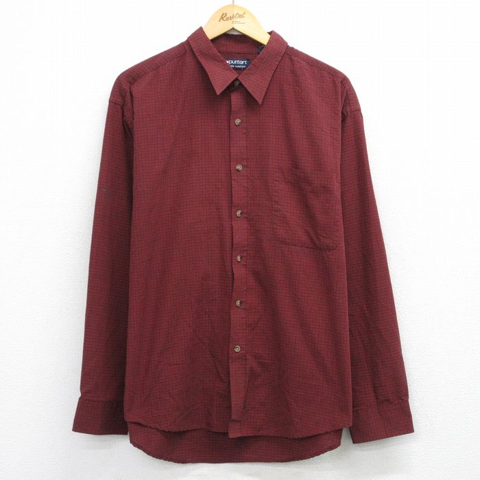 ピューリタン 00s 長袖シャツ バーガンディチェック メンズXL相当 | 古着