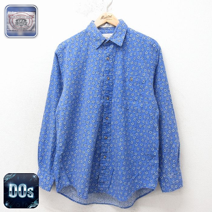 【20%OFF】00s 長袖シャツ 花柄 ネイビー メンズL相当 | 古着