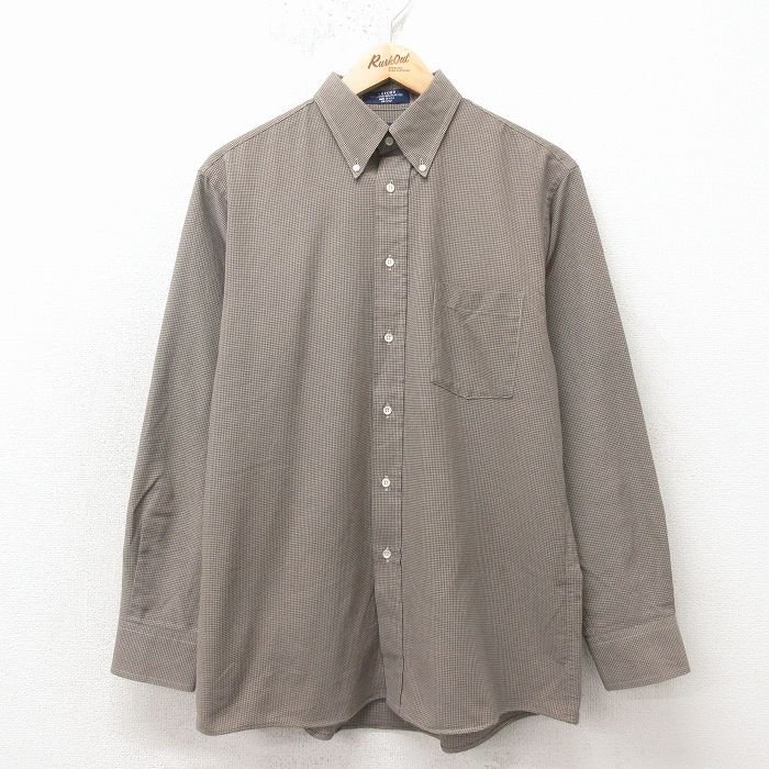 L★古着 アロー 長袖 シャツ メンズ 90年代 90s オックスフォード ボタンダウン USA製 ベージュ 26apr24