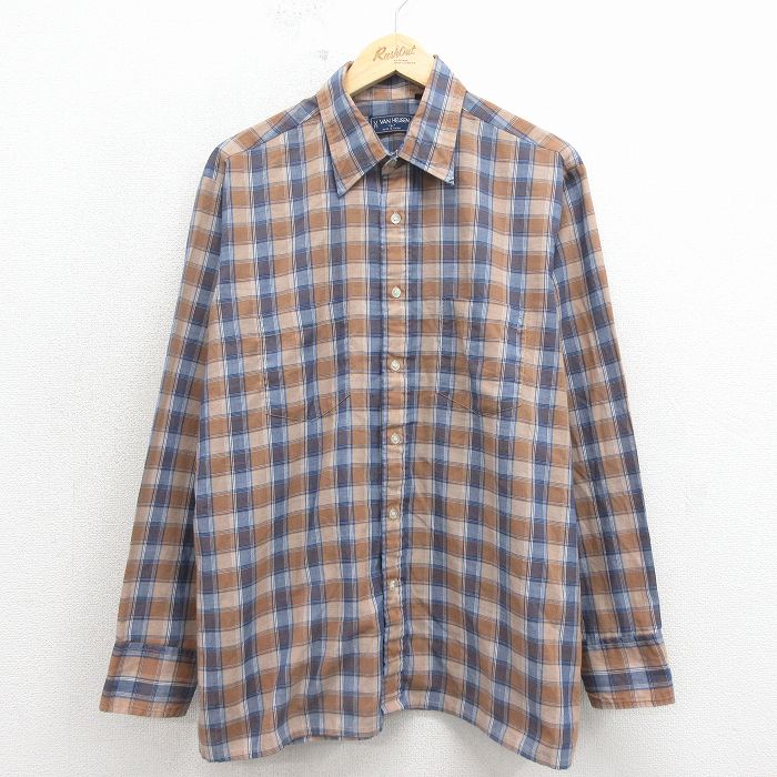 バンヒューセン 80s 長袖シャツ ブラウンチェック XL | 古着